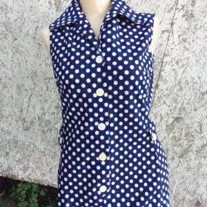 Vintage Navy Blue White Sleeveless Fritzi Dress